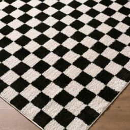 Livabliss Fossay Shaggy-Washable Cream Black Modern High Pile Checkered Living Bedroom Rug 160 X 213 Cm Easy Care, Non Shedding - thumbnail 6