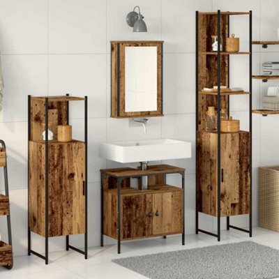 Berkfield 4 Piece Bathroom Furniture Set - Old Wood - image 1