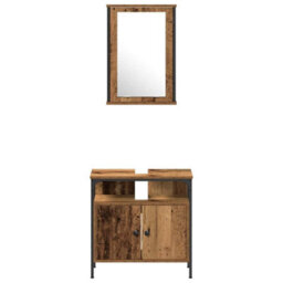 Berkfield 4 Piece Bathroom Furniture Set - Old Wood - thumbnail 9