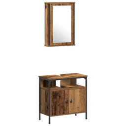 Berkfield 4 Piece Bathroom Furniture Set - Old Wood - thumbnail 6