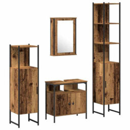 Berkfield 4 Piece Bathroom Furniture Set - Old Wood - thumbnail 2