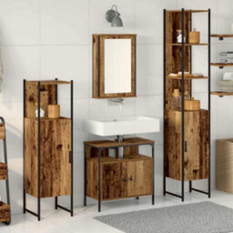 Berkfield 4 Piece Bathroom Furniture Set - Old Wood - thumbnail 1