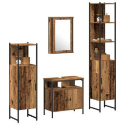 Berkfield 4 Piece Bathroom Furniture Set - Old Wood - thumbnail 3