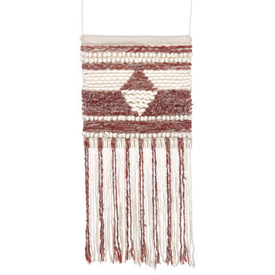 Beliani Fabric Wall Hanging Saif Wool 90 Cm Red - image 1