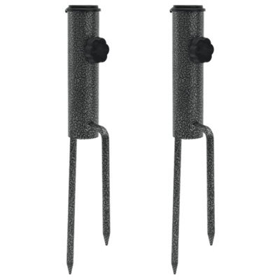 Walplus Parasol Stands With Spikes 2 Pcs 9X35 Cm Galvanised Steel - image 1