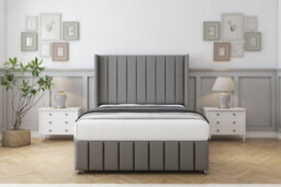 "Sloomy Melbourne Pewter Dumfries Divan Bed Base No Drawers - 54"" Wingback Headboard & 12"" Footboard 4' Small Double" - thumbnail 2