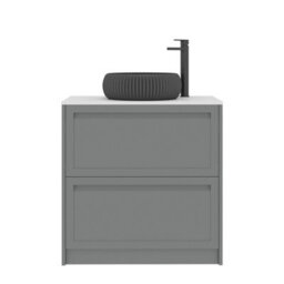 Royal Bathrooms Royal Bathroom Elmore 800mm Pebble Grey Freestanding Bathroom Vanity Unit 2 Drawer Plain White Worktop With Milan Black Basin - thumbnail 7
