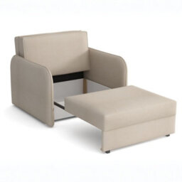 Viva Loft I Armchair Sleep Function Storage Wood Frame Metal Legs 95Cm Cream - thumbnail 3