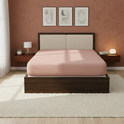 Satin Stripe Soft Touch Fitted Sheet 40Cm Extra Deep Skirt Bed Linen Pink - thumbnail 1