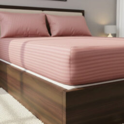 Satin Stripe Soft Touch Fitted Sheet 40Cm Extra Deep Skirt Bed Linen Pink - thumbnail 2