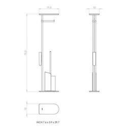 Cosmic Silicone Toilet Brush With Toilet Roll Holder, Slim Design, Chrome, Flat Collection - thumbnail 7
