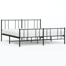 Berkfield Metal Bed Frame With Headboard And Footboard Black 193X203 Cm - thumbnail 2