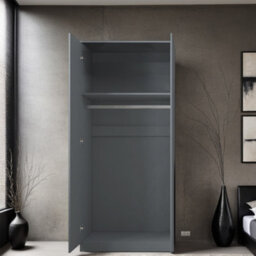 Fwstyle 2 Door Grey Gloss Double Wardrobe Scratch Resistant Push To Open Soft Close - thumbnail 3