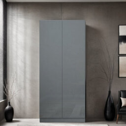 Fwstyle 2 Door Grey Gloss Double Wardrobe Scratch Resistant Push To Open Soft Close - thumbnail 2