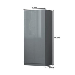 Fwstyle 2 Door Grey Gloss Double Wardrobe Scratch Resistant Push To Open Soft Close - thumbnail 7