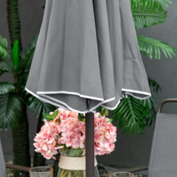 Outsunny 6 Piece Patio Dining Set With Garden Umbrella 4 Folding Chairs, Grey - thumbnail 9