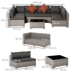 Outsunny 4 Pcs Patio Pe Rattan Wicker Sofa Conservatory Outdoor Furniture Set - thumbnail 3