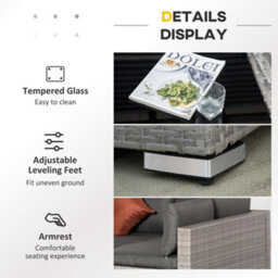 Outsunny 4 Pcs Patio Pe Rattan Wicker Sofa Conservatory Outdoor Furniture Set - thumbnail 6