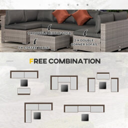 Outsunny 4 Pcs Patio Pe Rattan Wicker Sofa Conservatory Outdoor Furniture Set - thumbnail 7