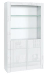 Furneo White Display Cabinet Modern High Gloss &matt 2-Door Cupboard White Led Lights Clifton 20 - thumbnail 3