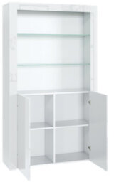 Furneo White Display Cabinet Modern High Gloss &matt 2-Door Cupboard White Led Lights Clifton 20 - thumbnail 4