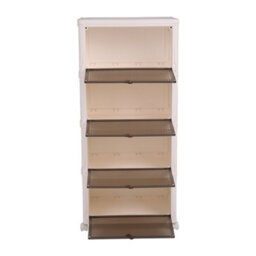Darphe White Foldable 4 Tier Magnetic Door Shoe Storage Box With Brake Rolling Wheels - thumbnail 5