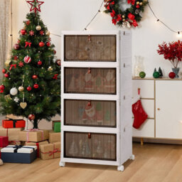 Darphe White Foldable 4 Tier Magnetic Door Shoe Storage Box With Brake Rolling Wheels - thumbnail 2