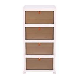 Darphe White Foldable 4 Tier Magnetic Door Shoe Storage Box With Brake Rolling Wheels - thumbnail 4