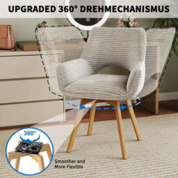 Longtoo Set Of 2 Swivel Dining Chairs , Swivel Upholstered Chairs With Armrests And Wooden Legs, Coffee - thumbnail 3