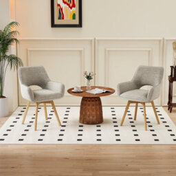Longtoo Set Of 2 Swivel Dining Chairs , Swivel Upholstered Chairs With Armrests And Wooden Legs, Coffee - thumbnail 1