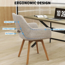 Longtoo Set Of 2 Swivel Dining Chairs , Swivel Upholstered Chairs With Armrests And Wooden Legs, Coffee - thumbnail 4