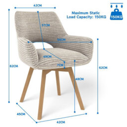 Longtoo Set Of 2 Swivel Dining Chairs , Swivel Upholstered Chairs With Armrests And Wooden Legs, Coffee - thumbnail 2