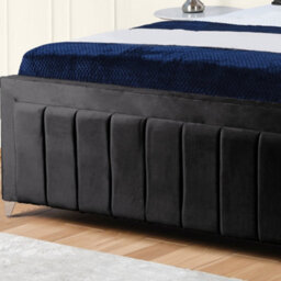 UKBEDFURNITURE Sierra Black Plush Valvet Upholstered Gas Lift Ottoman Storage Bed -  With 48 Inch Headboard - thumbnail 3