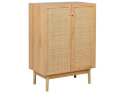 Wyld And Coco Novahome 2-Door Sideboard With Rattan Front, Pine Accents, Melamine Finish - Brown, 73 X 41 X 102 Cm - thumbnail 3