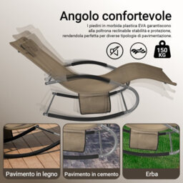 Sobuy Ogs28-Brx2, Set Of 2 Outdoor Garden Rocking Sun Lounger Recliner Relaxing Chair With Headrest And Side Bag,brown - thumbnail 5
