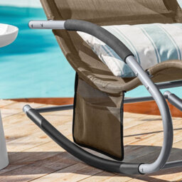Sobuy Ogs28-Brx2, Set Of 2 Outdoor Garden Rocking Sun Lounger Recliner Relaxing Chair With Headrest And Side Bag,brown - thumbnail 6