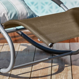 Sobuy Ogs28-Brx2, Set Of 2 Outdoor Garden Rocking Sun Lounger Recliner Relaxing Chair With Headrest And Side Bag,brown - thumbnail 7