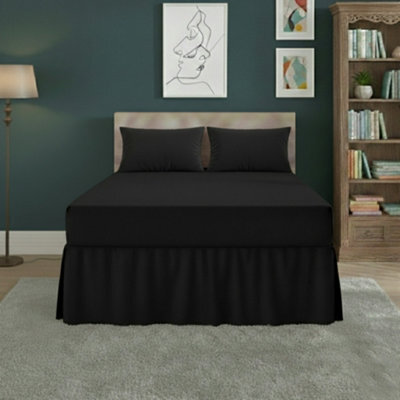 Fitted Valance Bed Sheet Polycotton Mattress Cover And Frill Easy Care Black - image 1