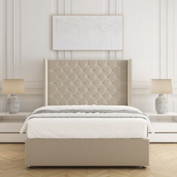 Bsspoke Winchester Divan Bed Set Cream Plush Velvet With 54Inch Headboard 2Drawers Footend & No Mattress In 4Ft 4Ft6 5Ft 6Ft - thumbnail 3