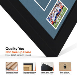 "AK Frames 77.5X58.5Cm Matte Black Shirt Frame With Pompadour Mount -49X42.5Cm Shirt Window -5X.3.5"" Photos - 7.5X4.5Cm Name Plate" - thumbnail 7