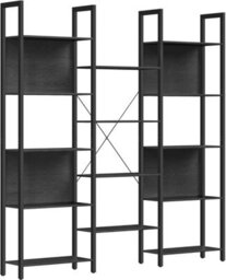 Songmics Industrial Style Bookshelf With 14 Shelves, Bookcase, Rack, Metal, Shelf Unit, Ebony Black And Ink Black - thumbnail 8