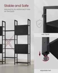 Songmics Industrial Style Bookshelf With 14 Shelves, Bookcase, Rack, Metal, Shelf Unit, Ebony Black And Ink Black - thumbnail 4