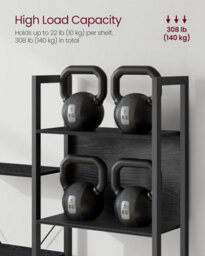 Songmics Industrial Style Bookshelf With 14 Shelves, Bookcase, Rack, Metal, Shelf Unit, Ebony Black And Ink Black - thumbnail 7