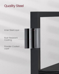 Songmics Industrial Style Bookshelf With 14 Shelves, Bookcase, Rack, Metal, Shelf Unit, Ebony Black And Ink Black - thumbnail 3
