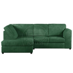 Furnishings For Less UK Luxor Green Jumbo Cord 4 Seater Corner Sofa Left Hand Facing - Full Back - thumbnail 1
