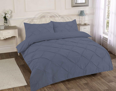 Homes & Linen Pintuck Pinch Pleated Alexandra Duvet Cover Set Easy Care Polycotton Bedding Set