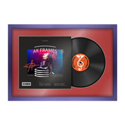 "AK Frames 25X17"" Purple Modern Vinyl Record Frame With Crimson Mount For 12 Inch Lp Cover & Disc - Overlapped Design" - thumbnail 1