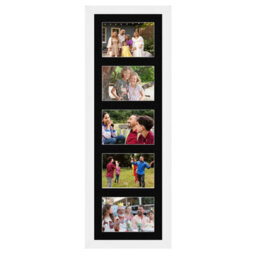 AK Frames 26X8 White Modern Multi Photo Frame With Black Mount - Holds 5 Apertures (5X) 6X4 Photos - thumbnail 1