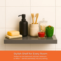 Innoteck 40Cm High Gloss Grey Floating Wall Shelf 40Cm - thumbnail 7