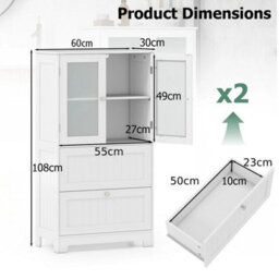 Floor Cabinet Freestanding Bathroom Storage Cabinet - thumbnail 2